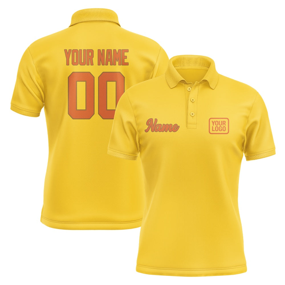 Custom Gold Orange Short-Sleeve Polo Shirt