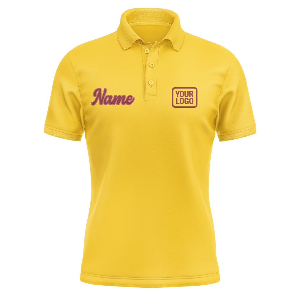Custom Gold Crimson Red Short-Sleeve Polo Shirt