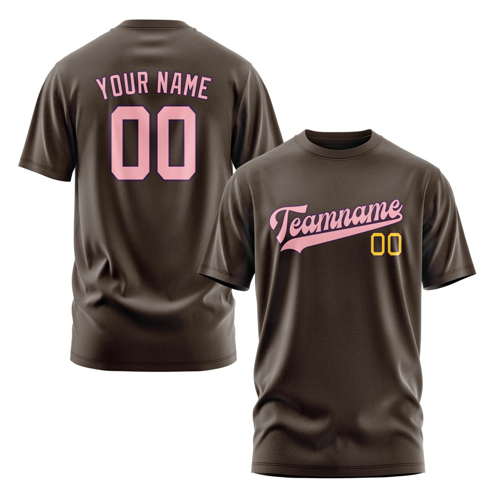 Custom Brown Light Pink T-Shirt