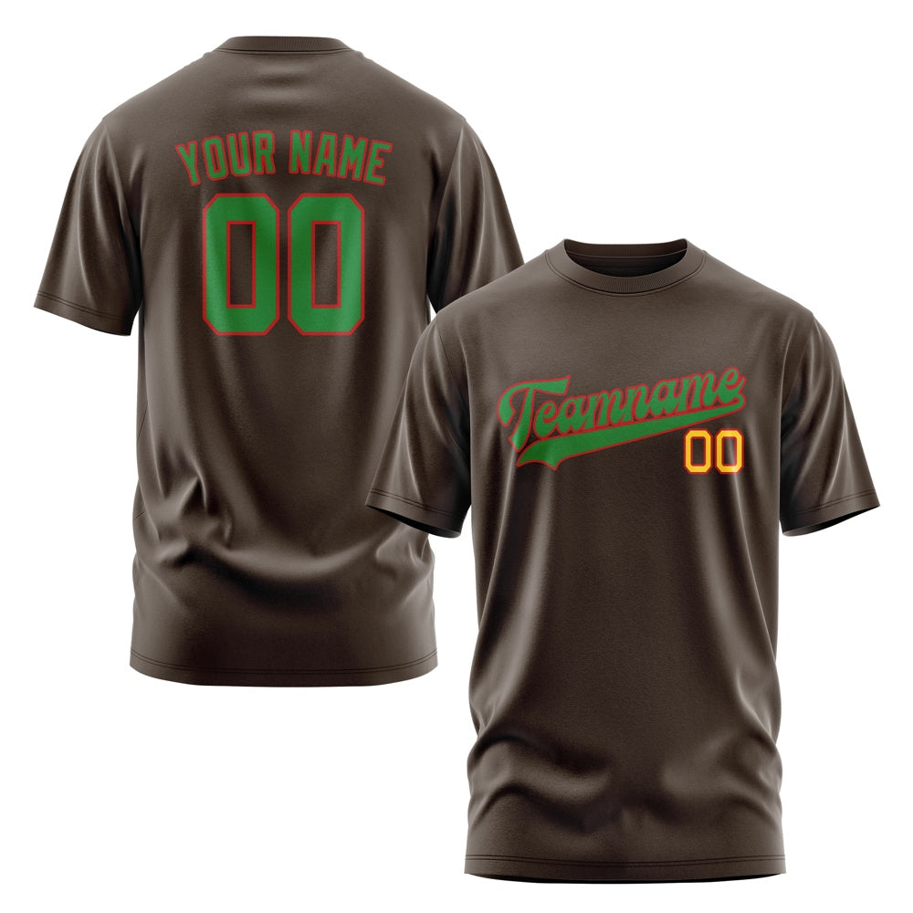 Custom Brown Emerald Green T-Shirt