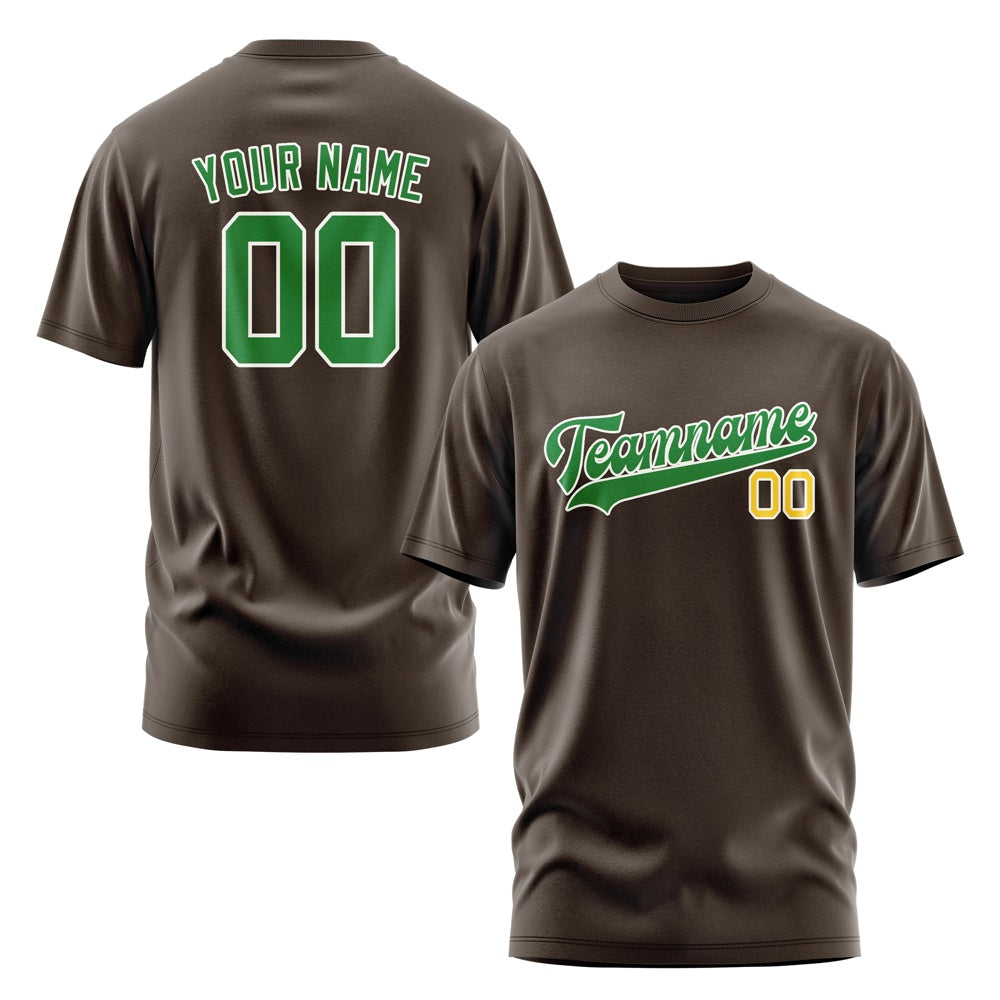 Custom Brown Emerald Green T-Shirt