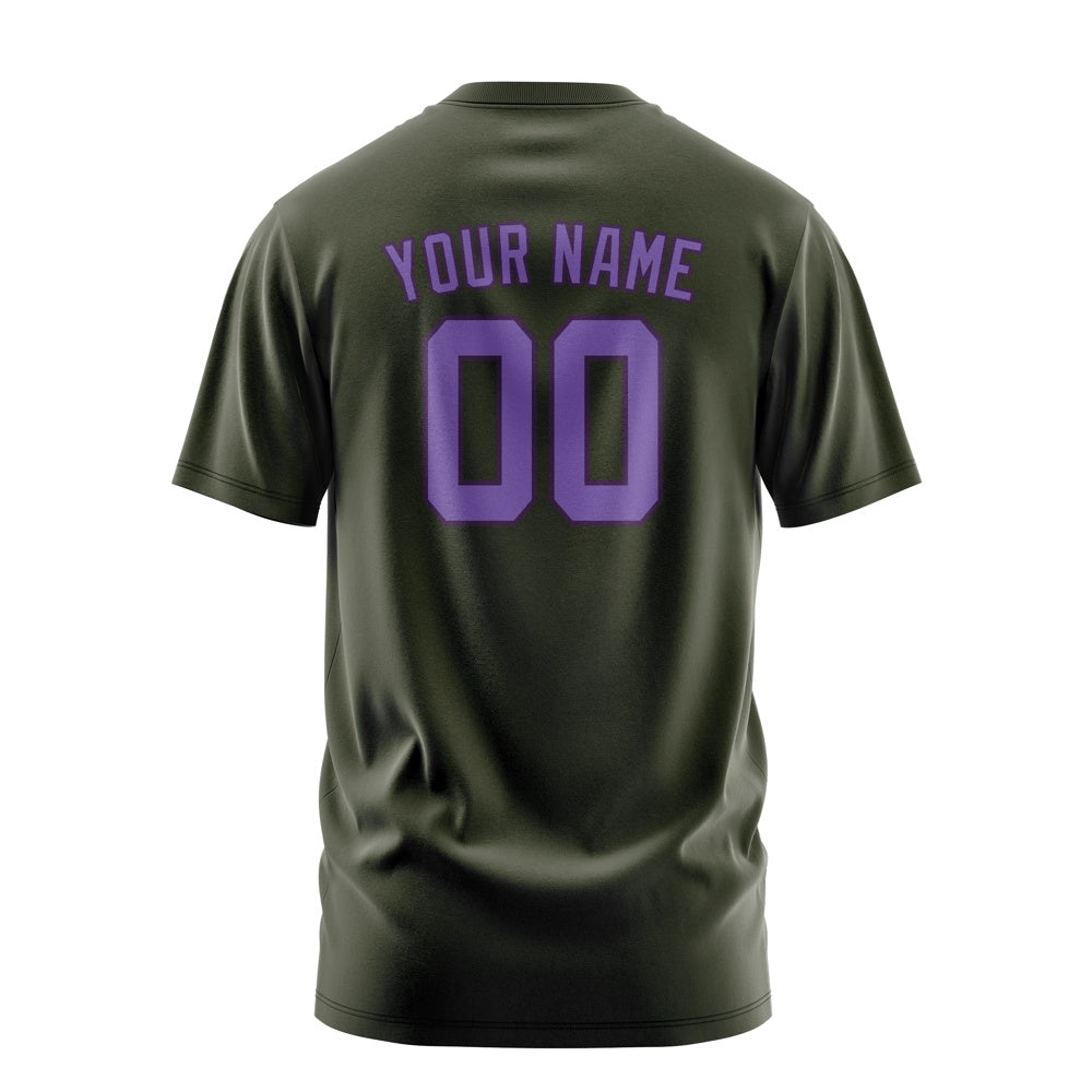 Custom Olive Light Purple T-Shirt