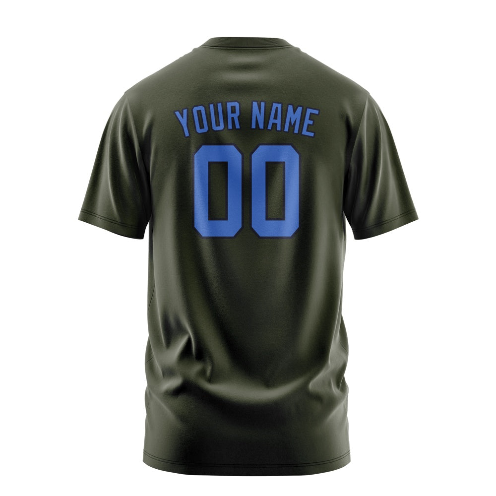 Custom Olive Sky Blue T-Shirt