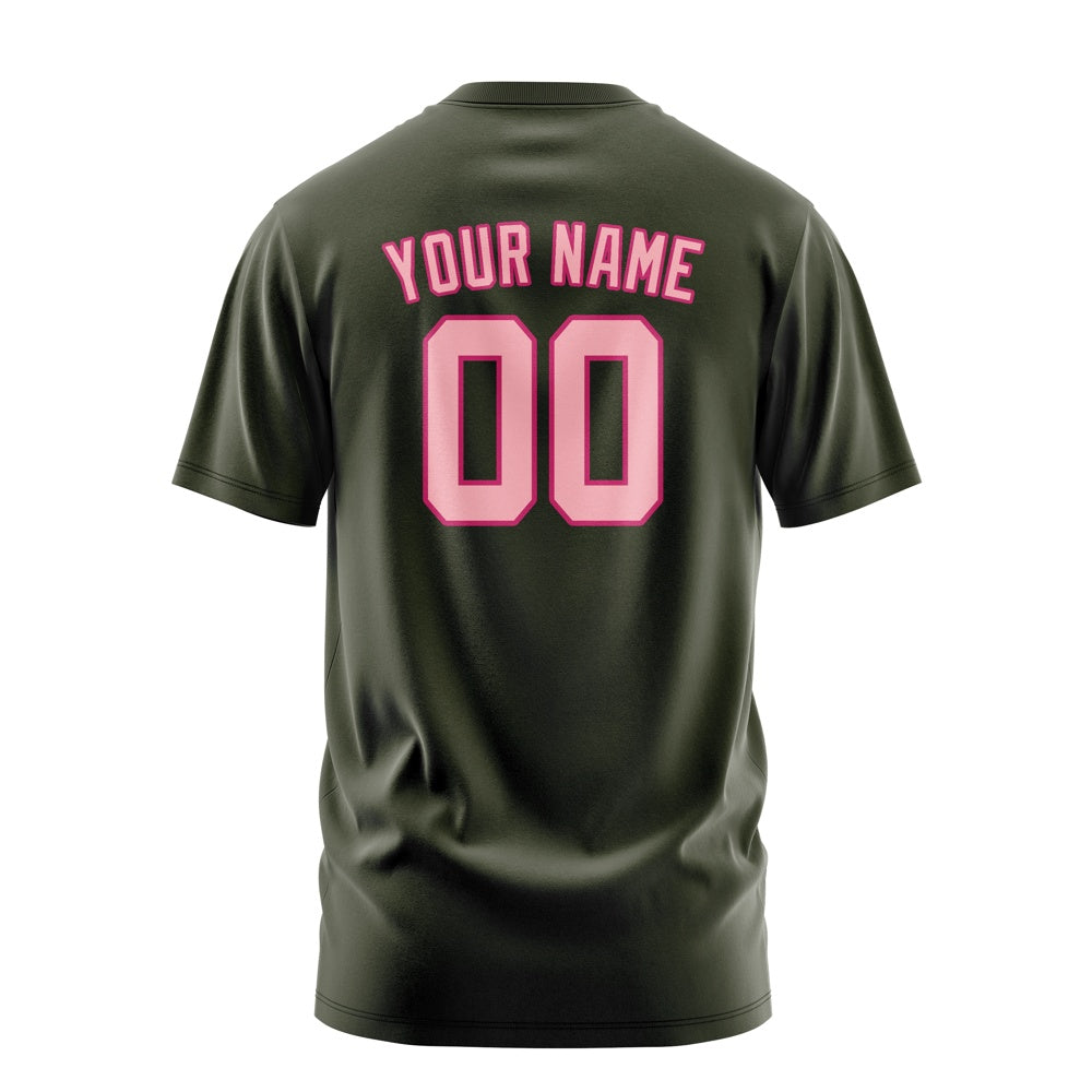Custom Olive Light Pink T-Shirt