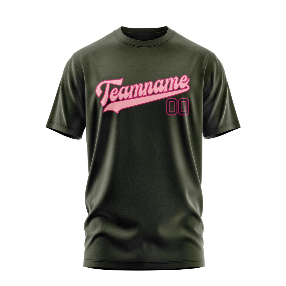 Custom Olive Light Pink T-Shirt