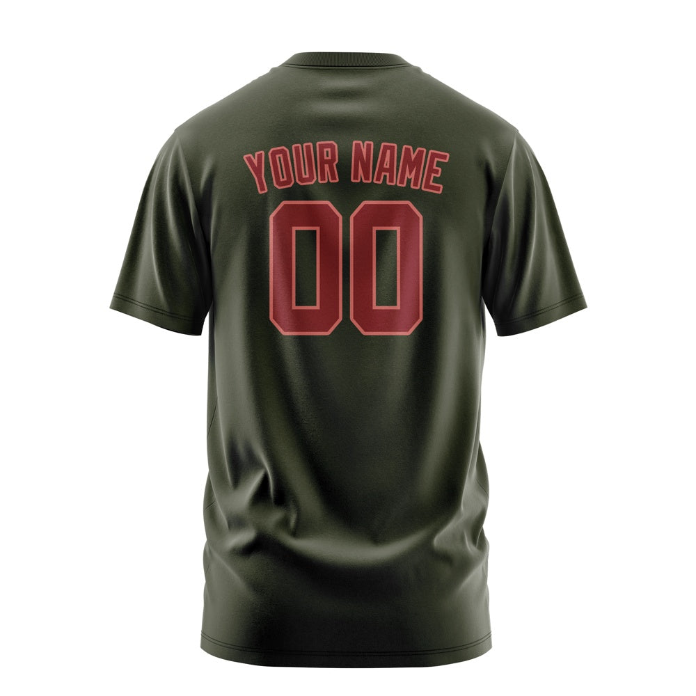 Custom Olive Crimson Red T-Shirt