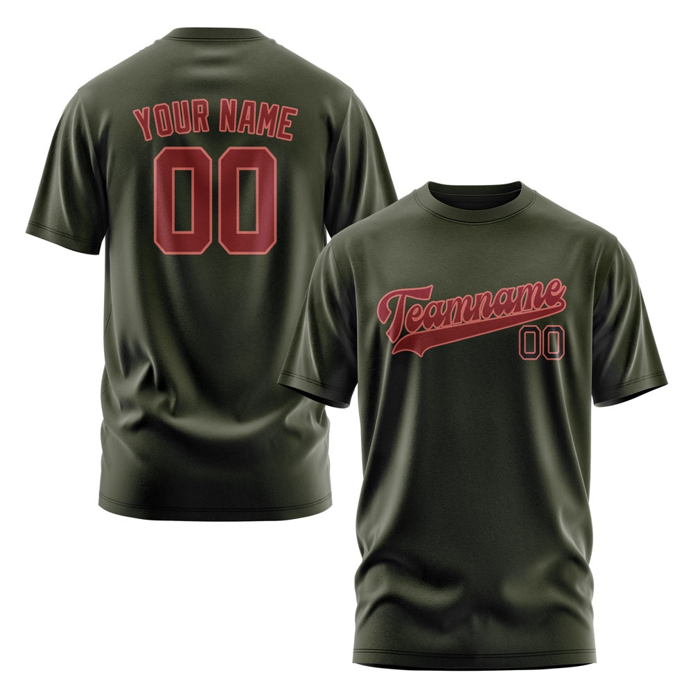 Custom Olive Crimson Red T-Shirt