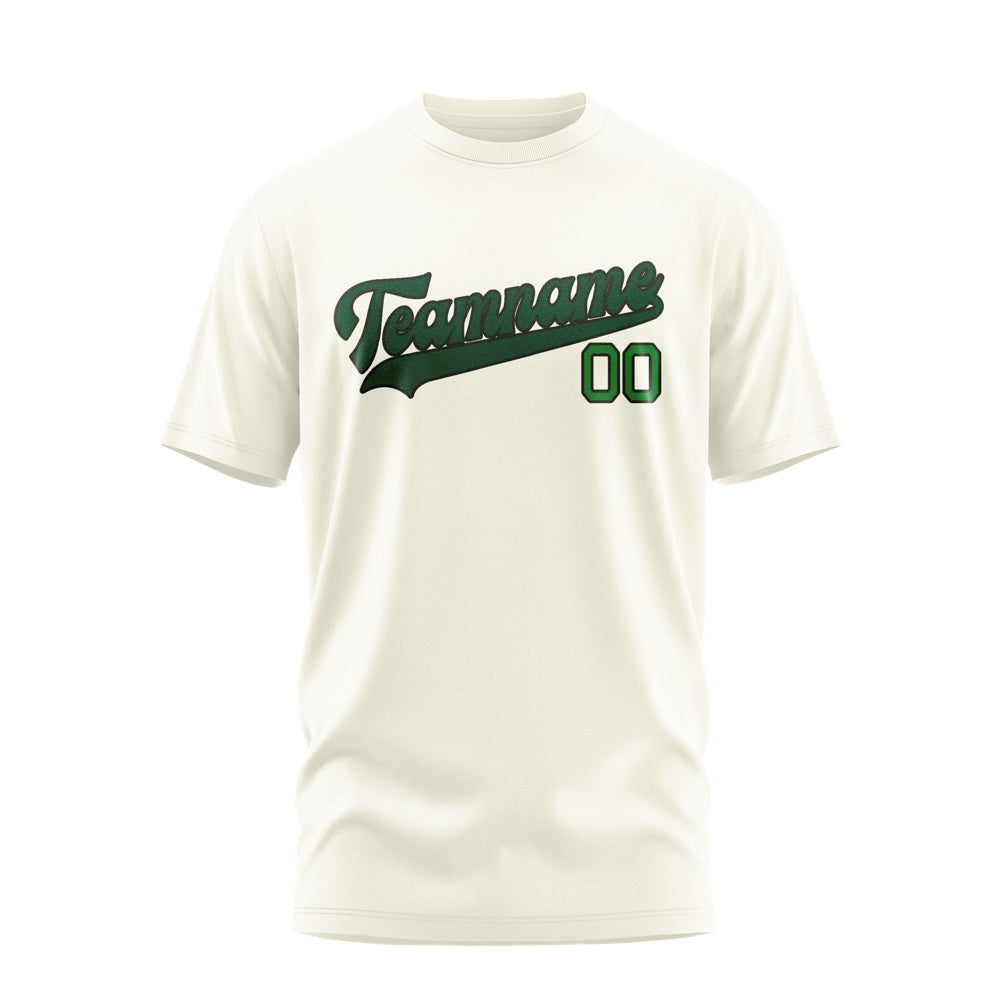 Custom Cream Green T-Shirt