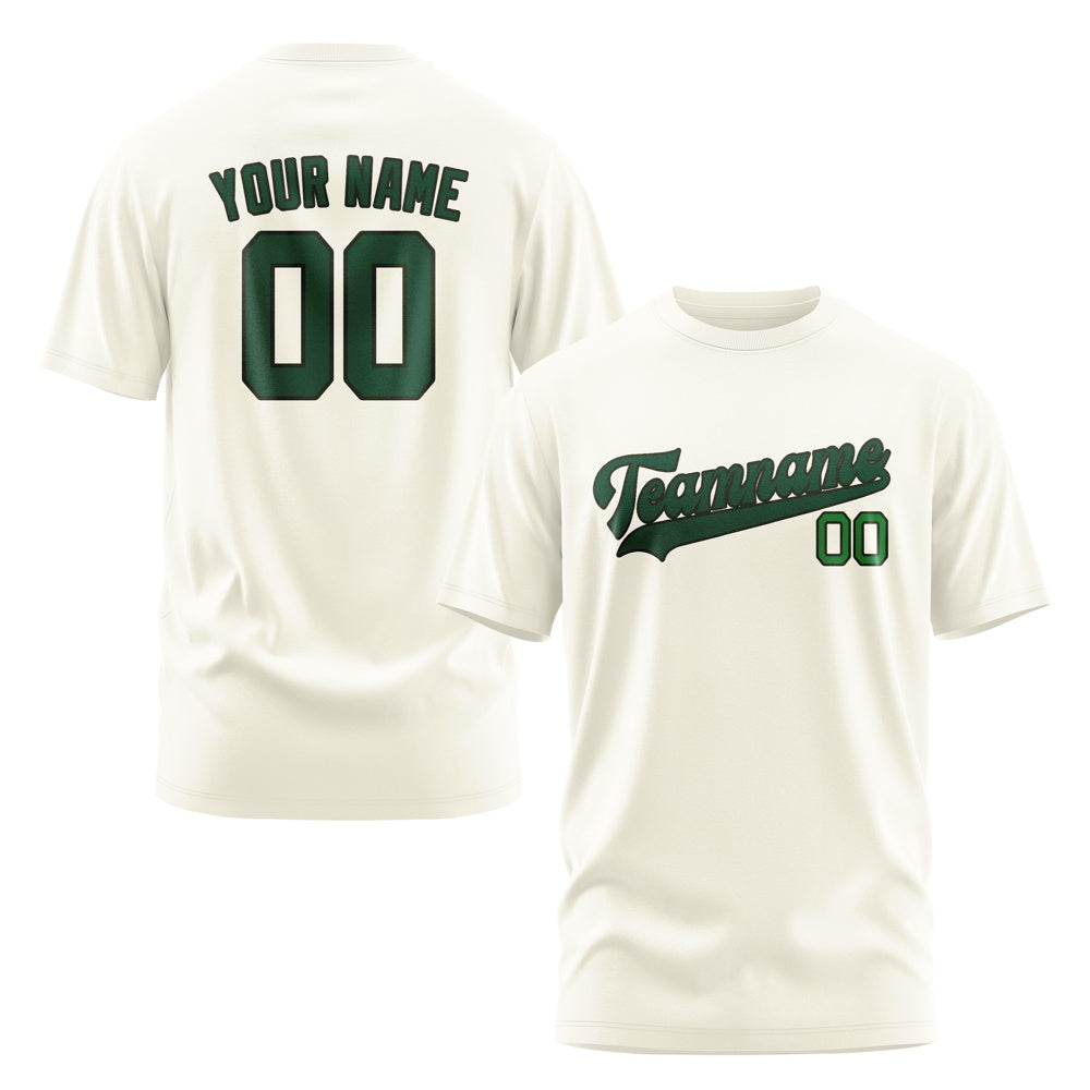 Custom Cream Green T-Shirt