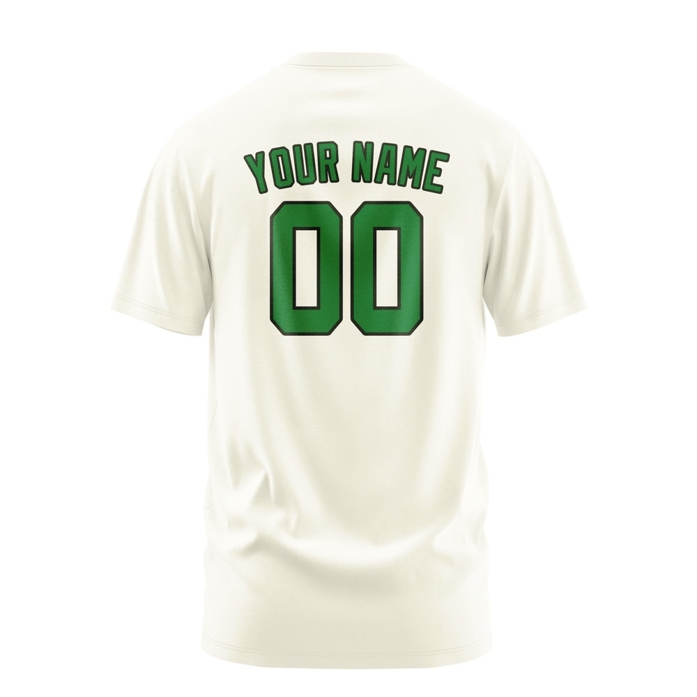 Custom Cream Emerald Green T-Shirt