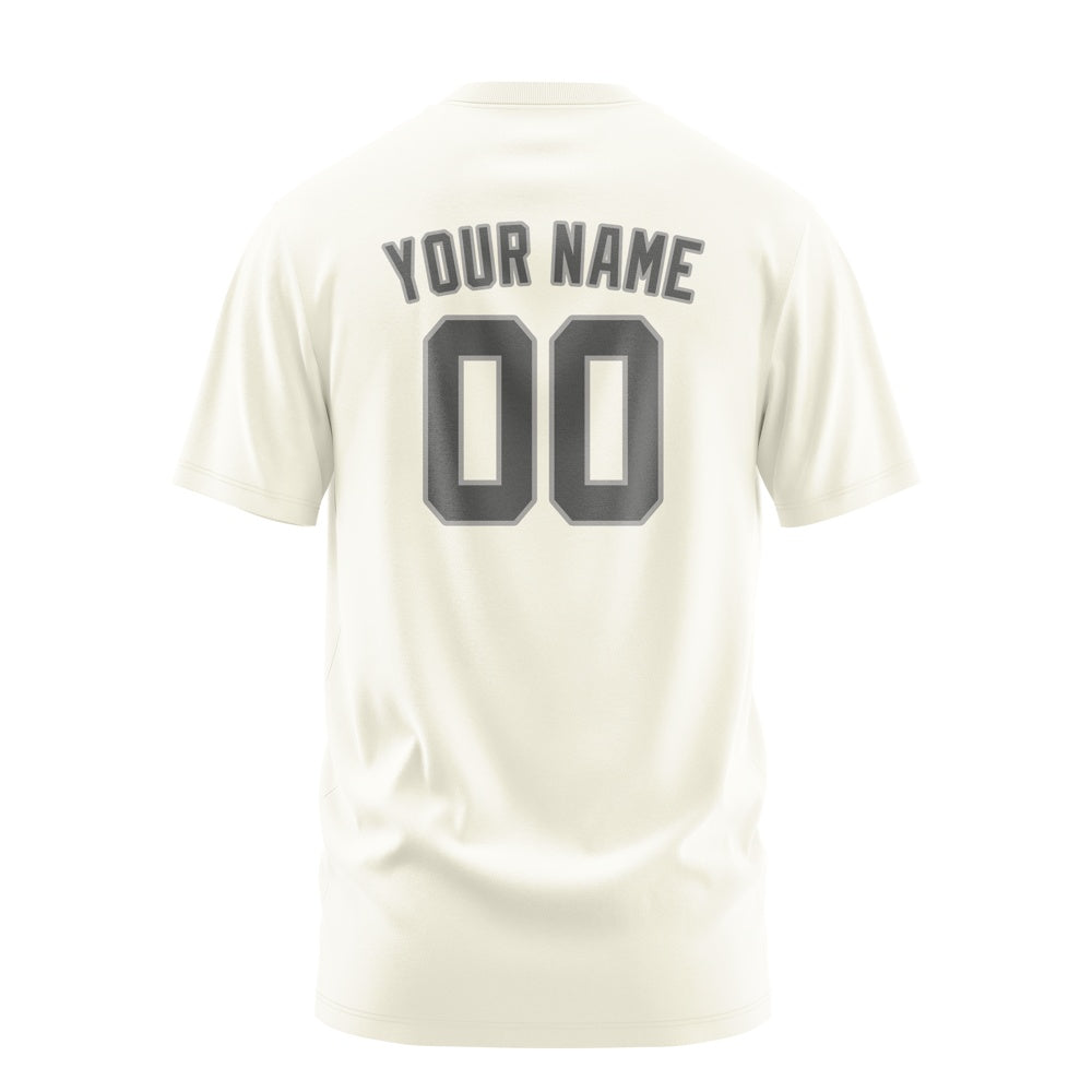 Custom Cream Dark Grey T-Shirt