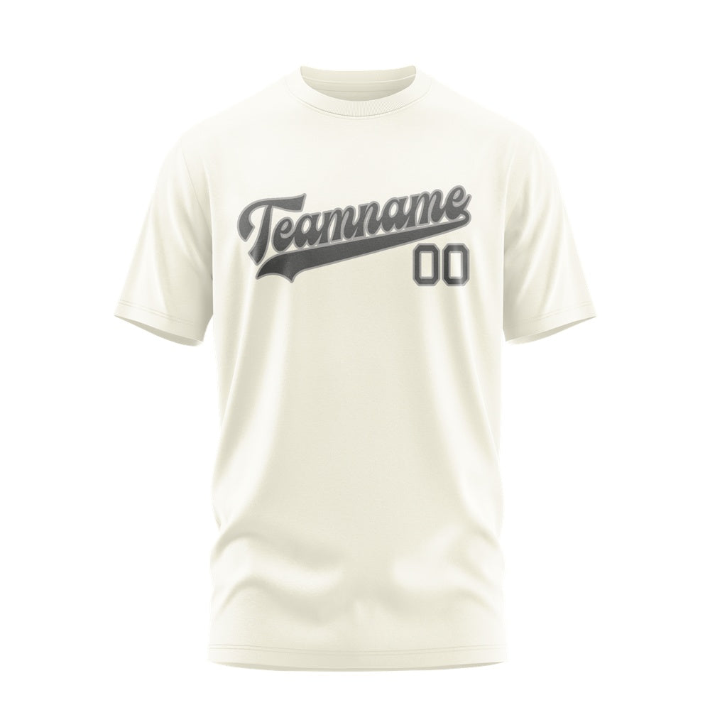 Custom Cream Dark Grey T-Shirt