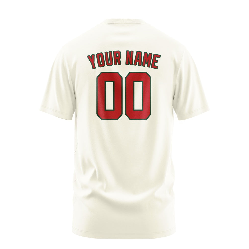 Custom Cream Red T-Shirt