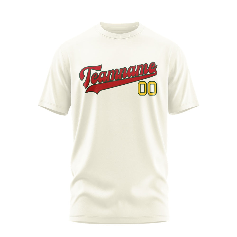 Custom Cream Red T-Shirt