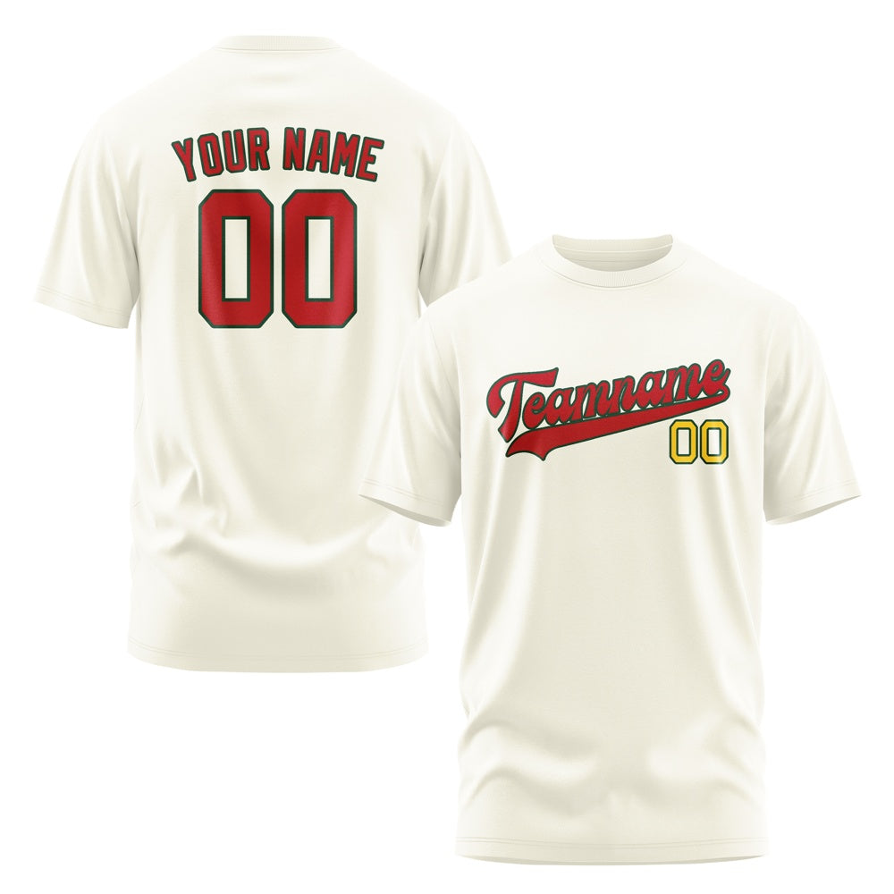 Custom Cream Red T-Shirt