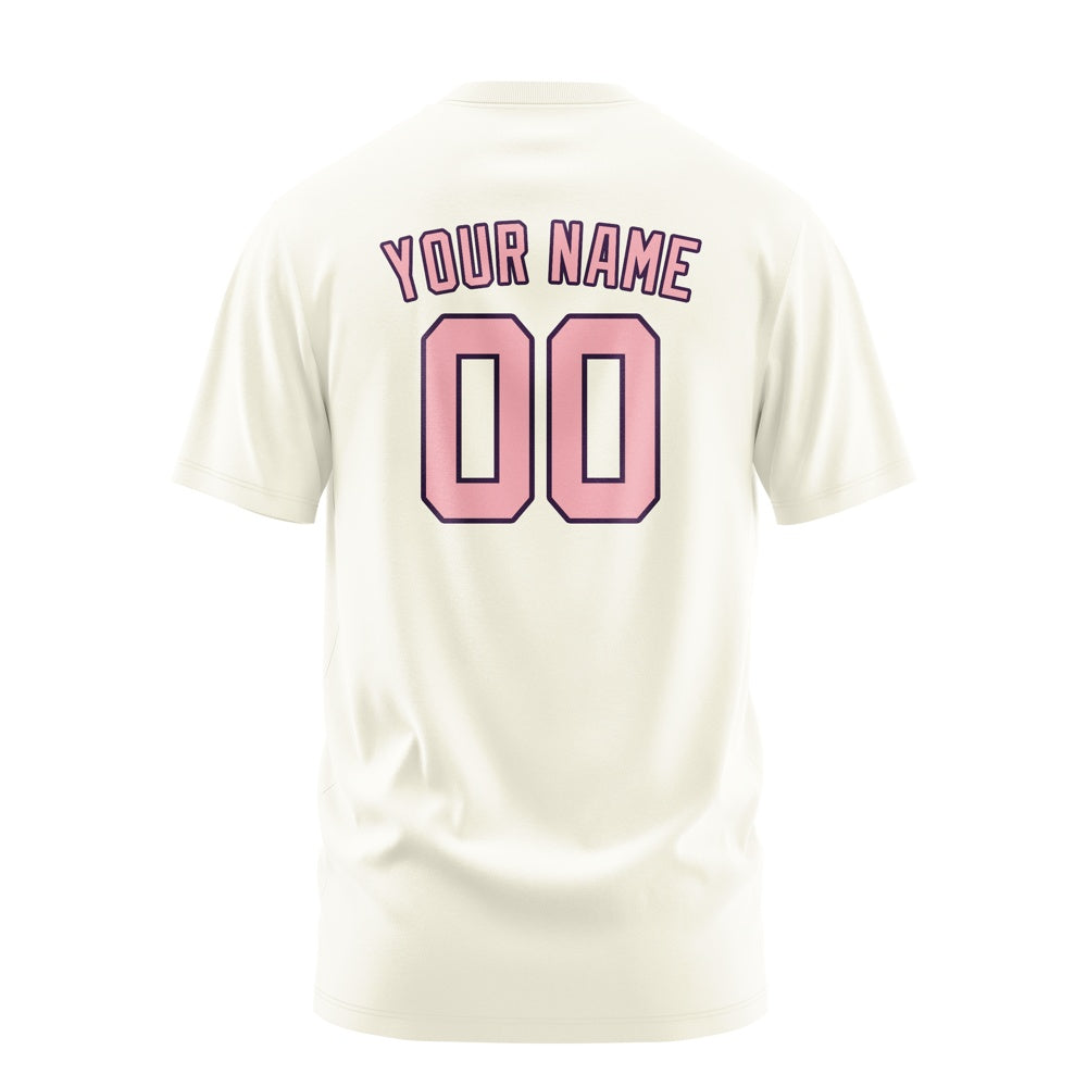 Custom Cream Light Pink T-Shirt