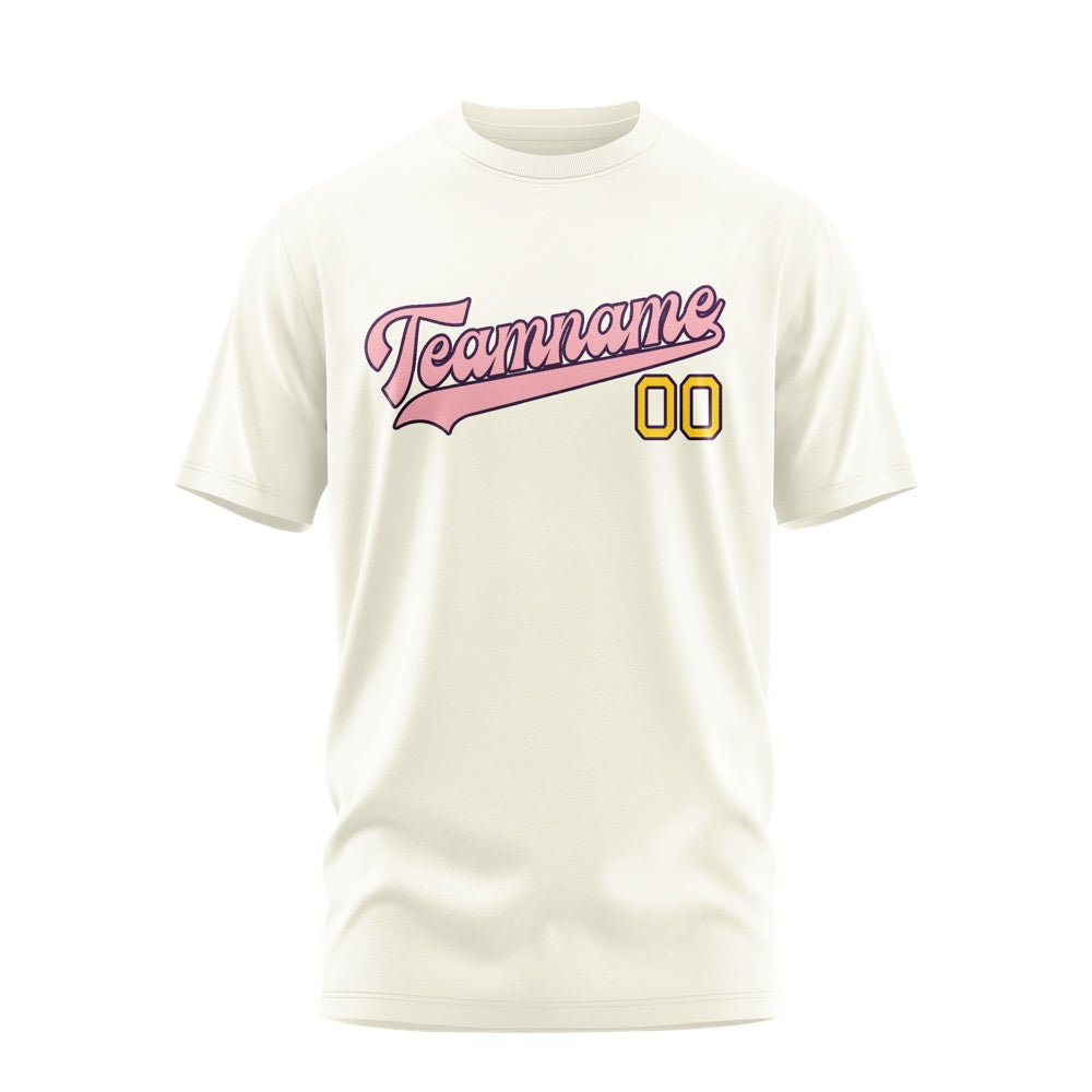 Custom Cream Light Pink T-Shirt