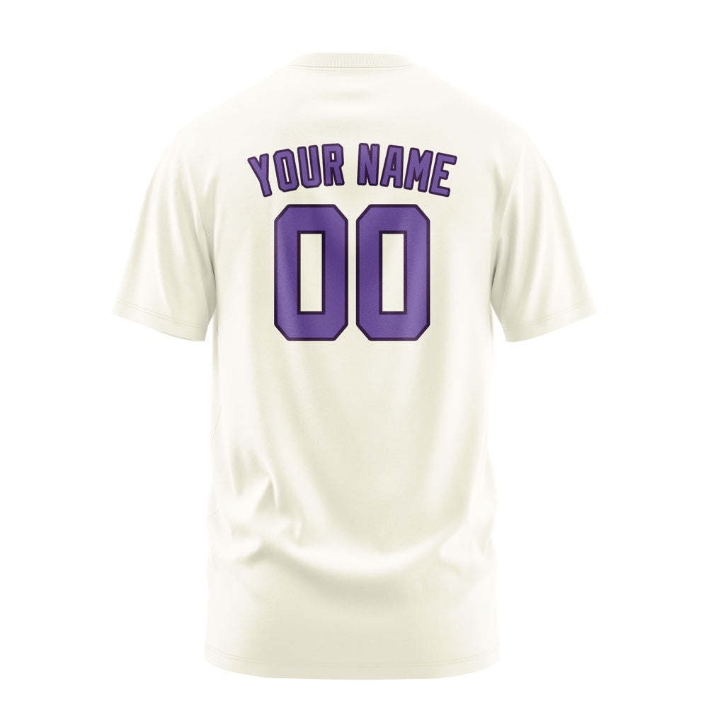 Custom Cream Light Purple T-Shirt