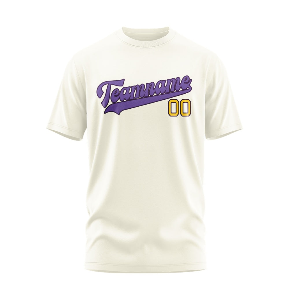 Custom Cream Light Purple T-Shirt