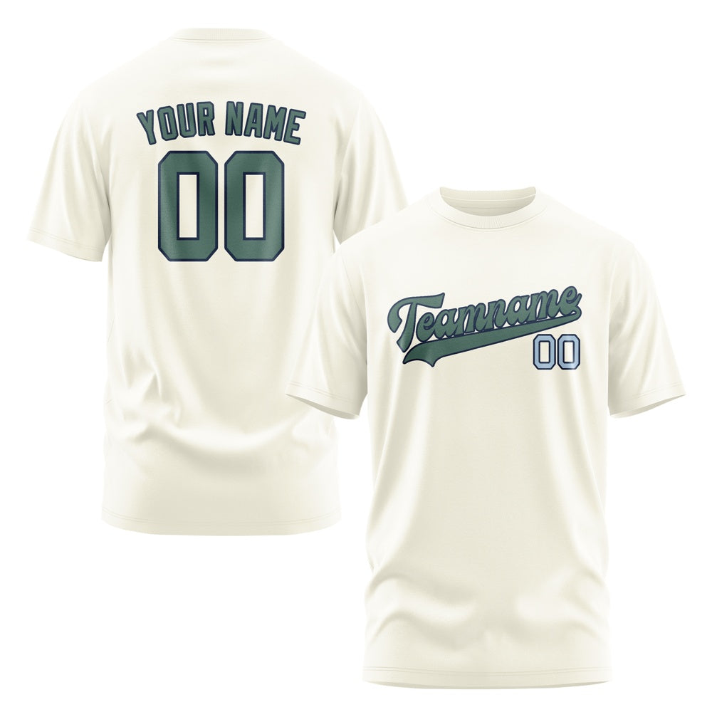 Custom Cream Blue Green T-Shirt