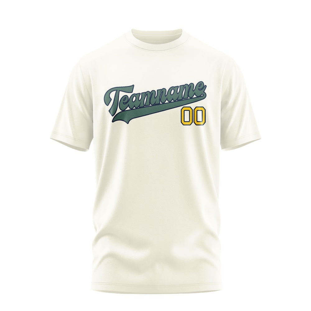 Custom Cream Blue Green T-Shirt
