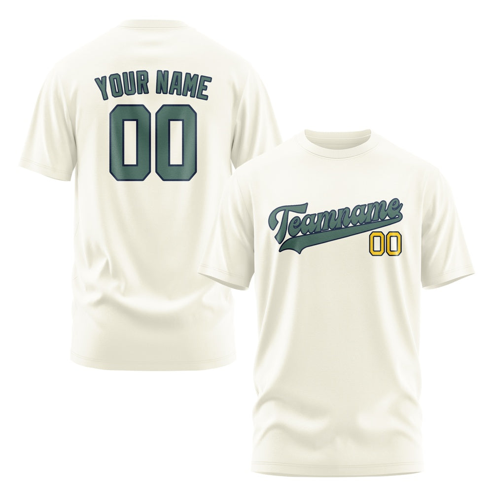 Custom Cream Blue Green T-Shirt