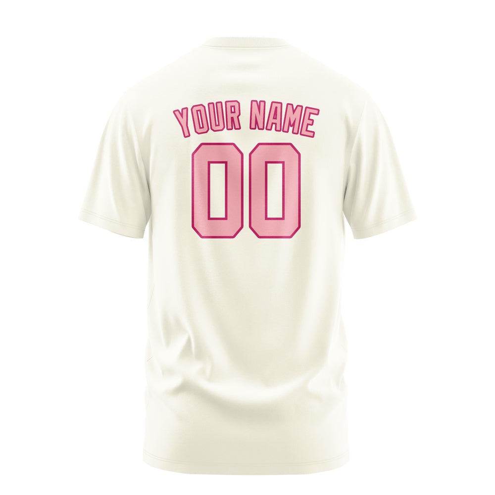 Custom Cream Light Pink T-Shirt