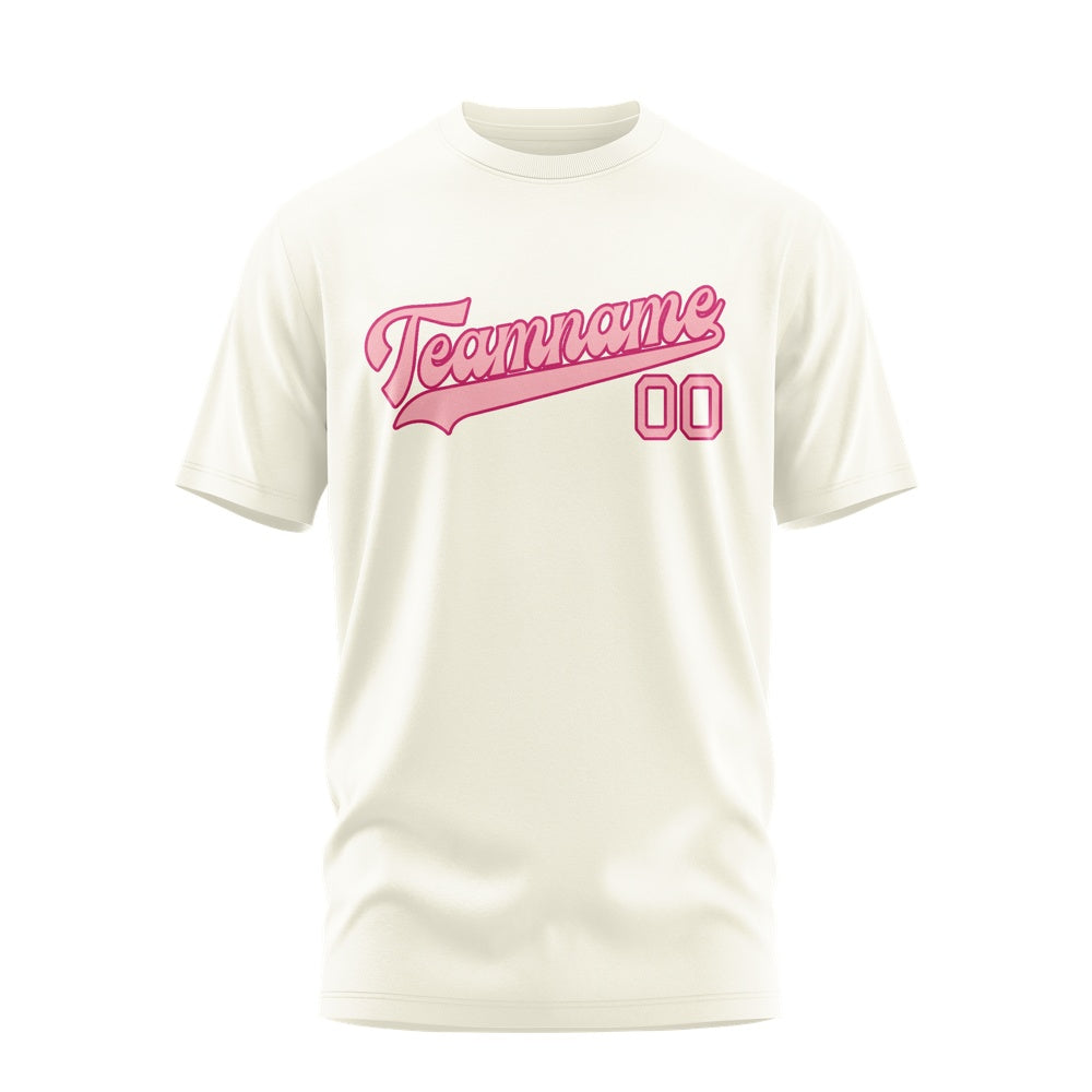 Custom Cream Light Pink T-Shirt