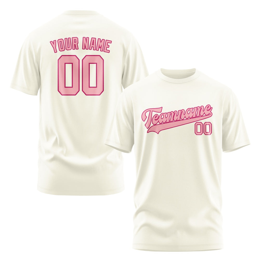 Custom Cream Light Pink T-Shirt