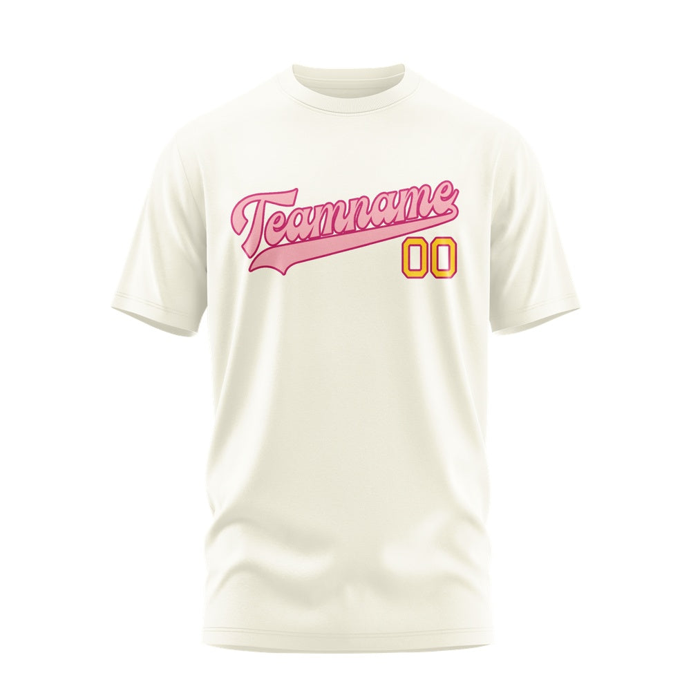 Custom Cream Light Pink T-Shirt