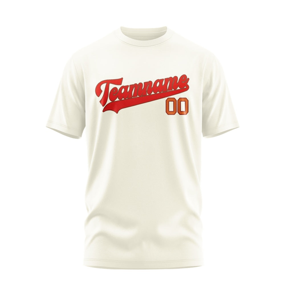 Custom Cream Orange Red T-Shirt