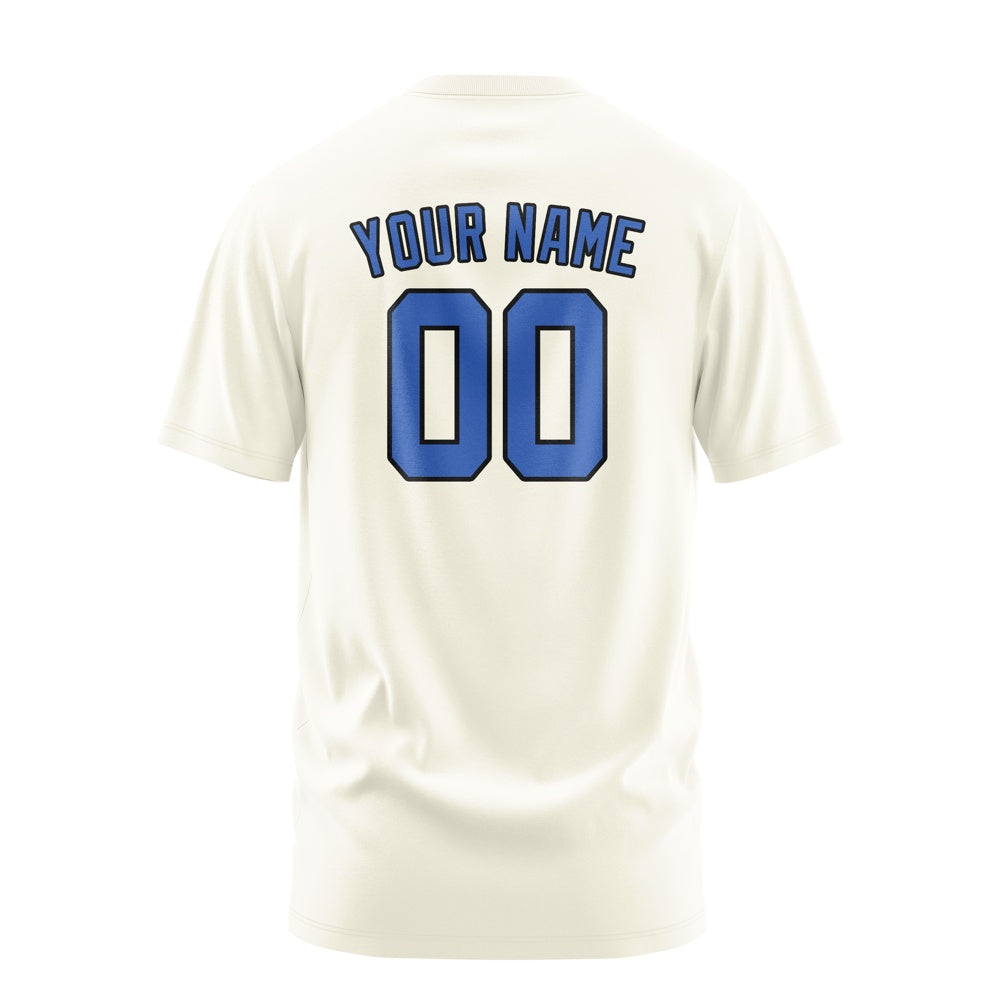 Custom Cream Sky Blue T-Shirt