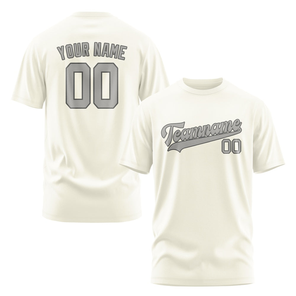 Custom Cream Gray T-Shirt