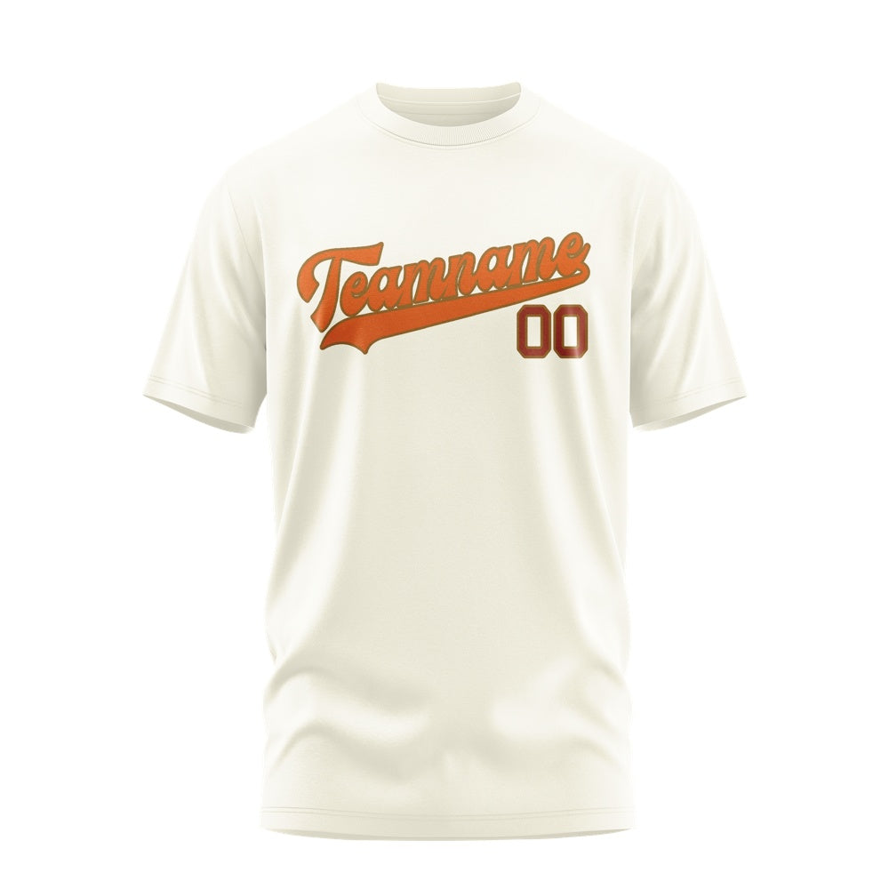 Custom Cream Orange T-Shirt
