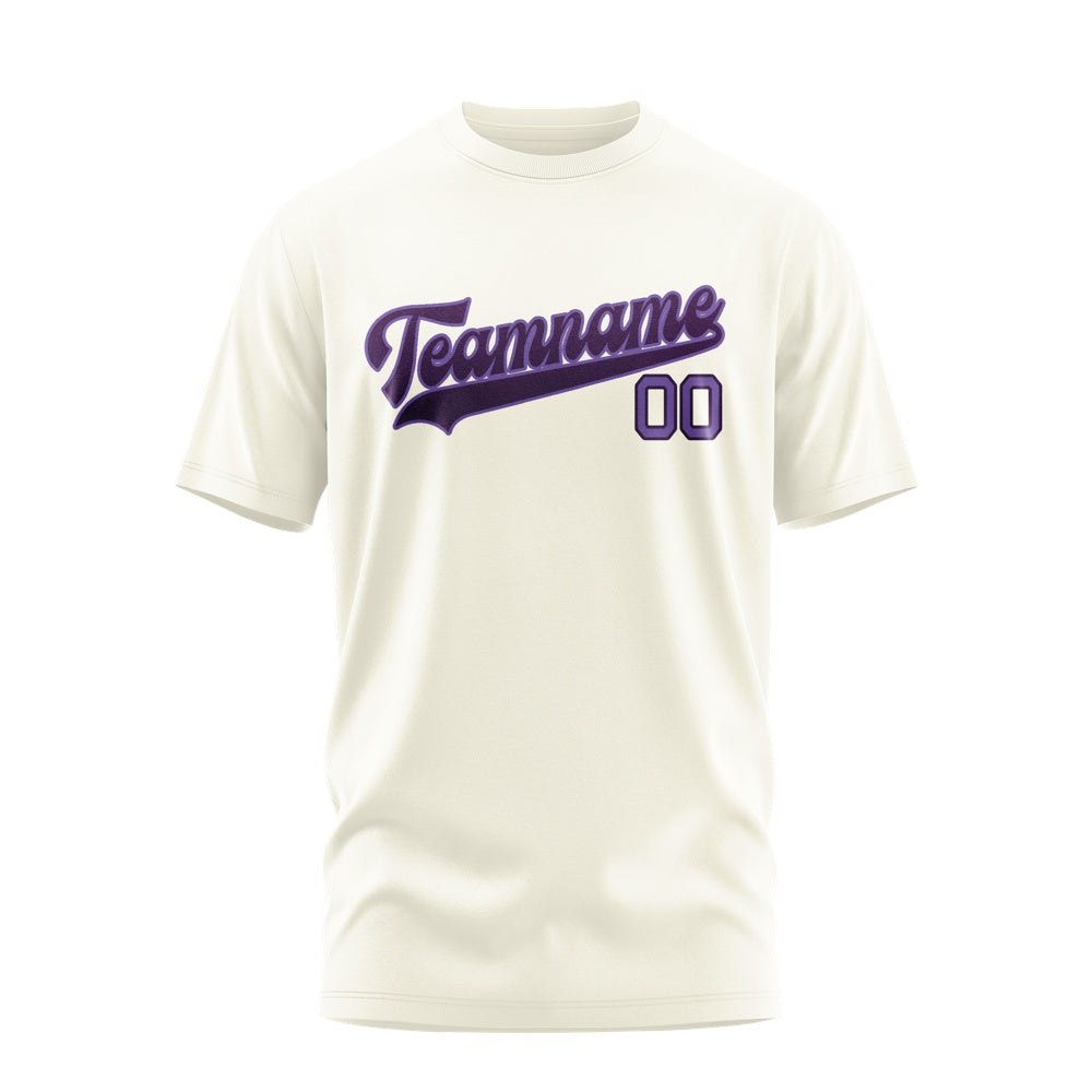Custom Cream Purple T-Shirt