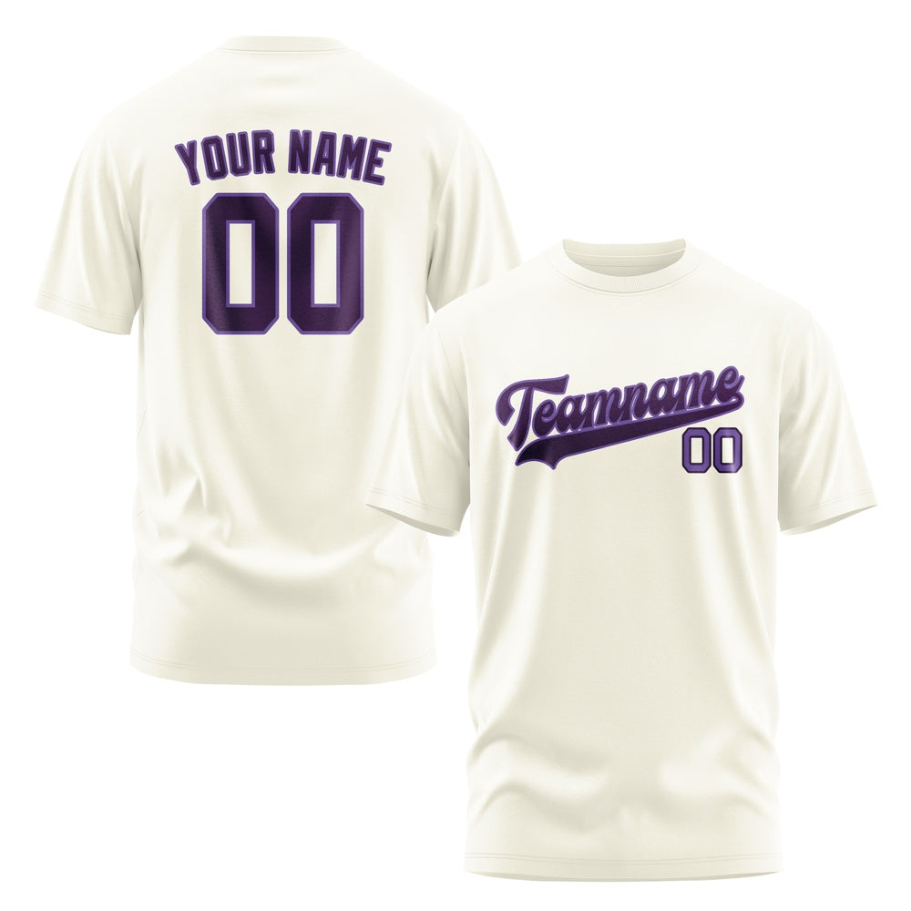 Custom Cream Purple T-Shirt