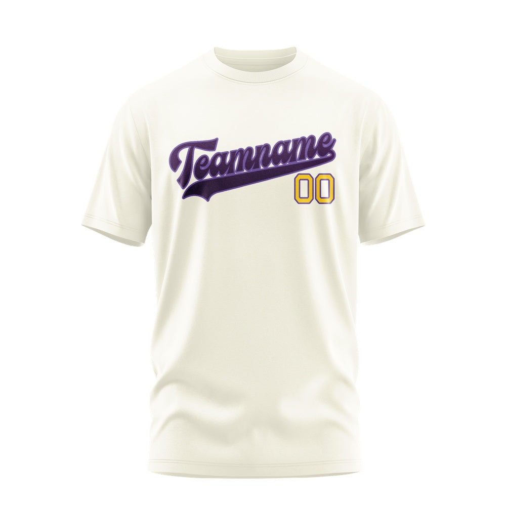 Custom Cream Purple T-Shirt