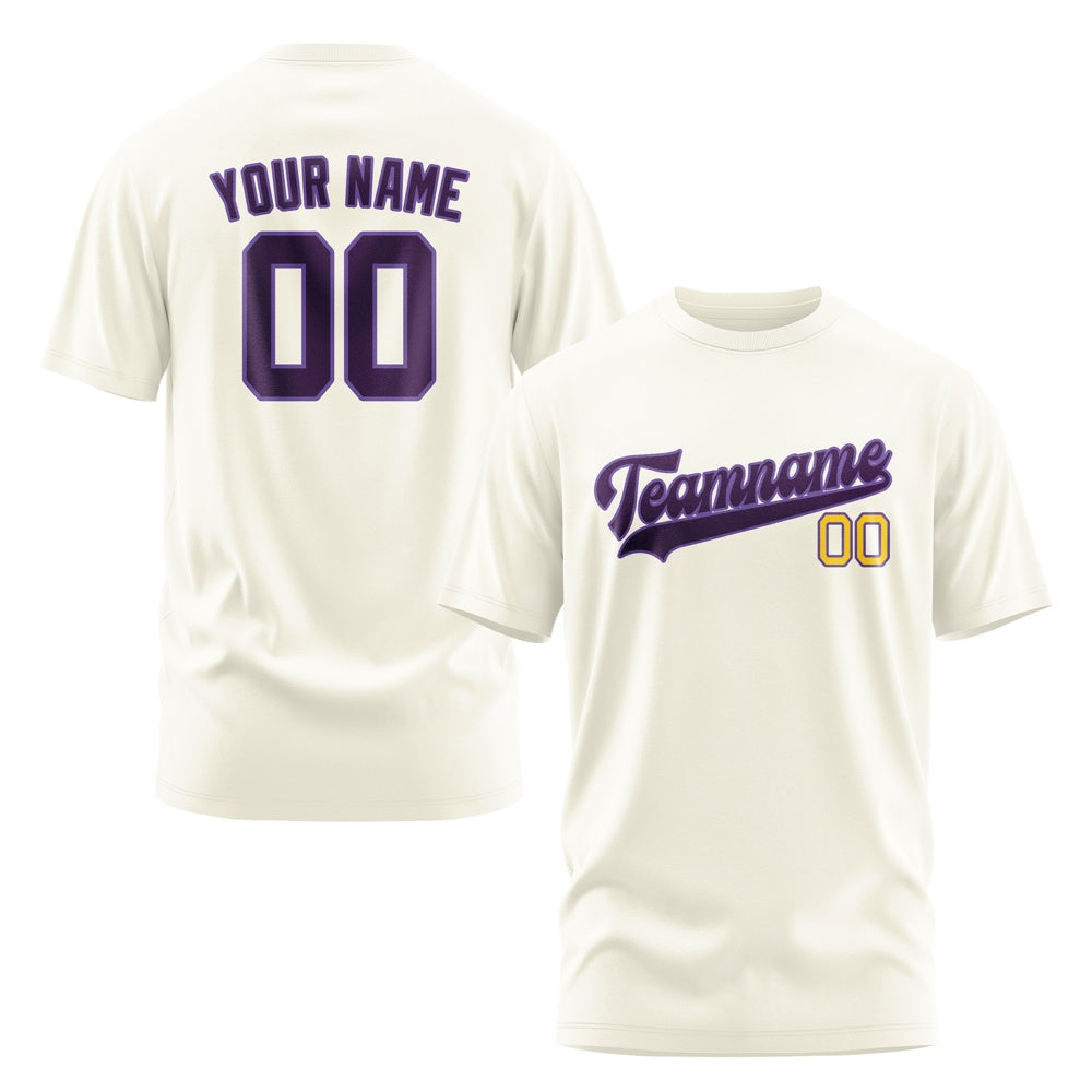 Custom Cream Purple T-Shirt