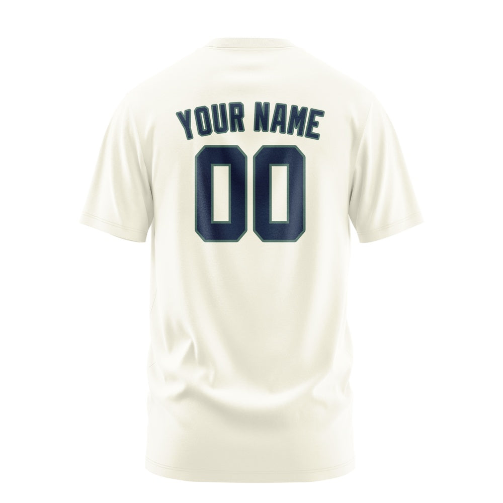 Custom Cream Blue T-Shirt