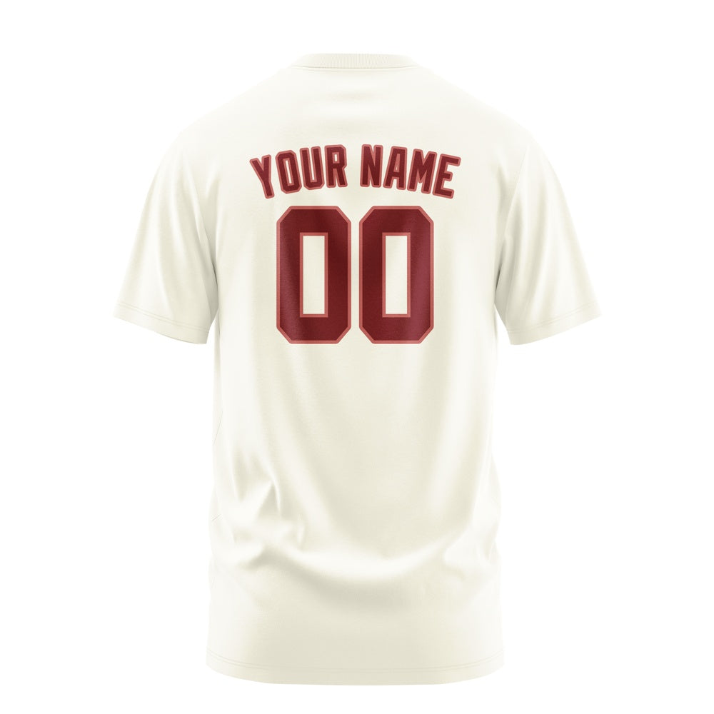Custom Cream Crimson Red T-Shirt