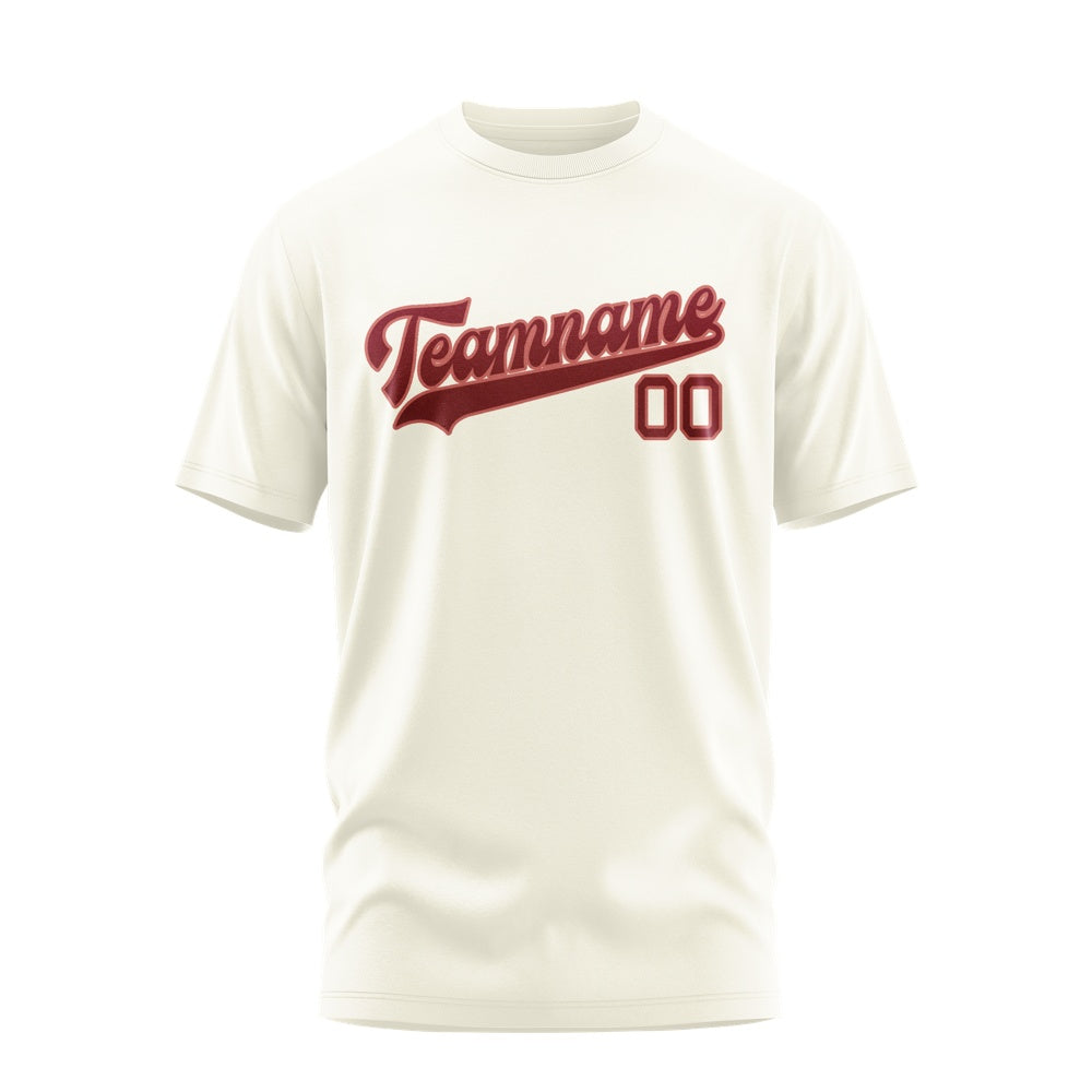 Custom Cream Crimson Red T-Shirt
