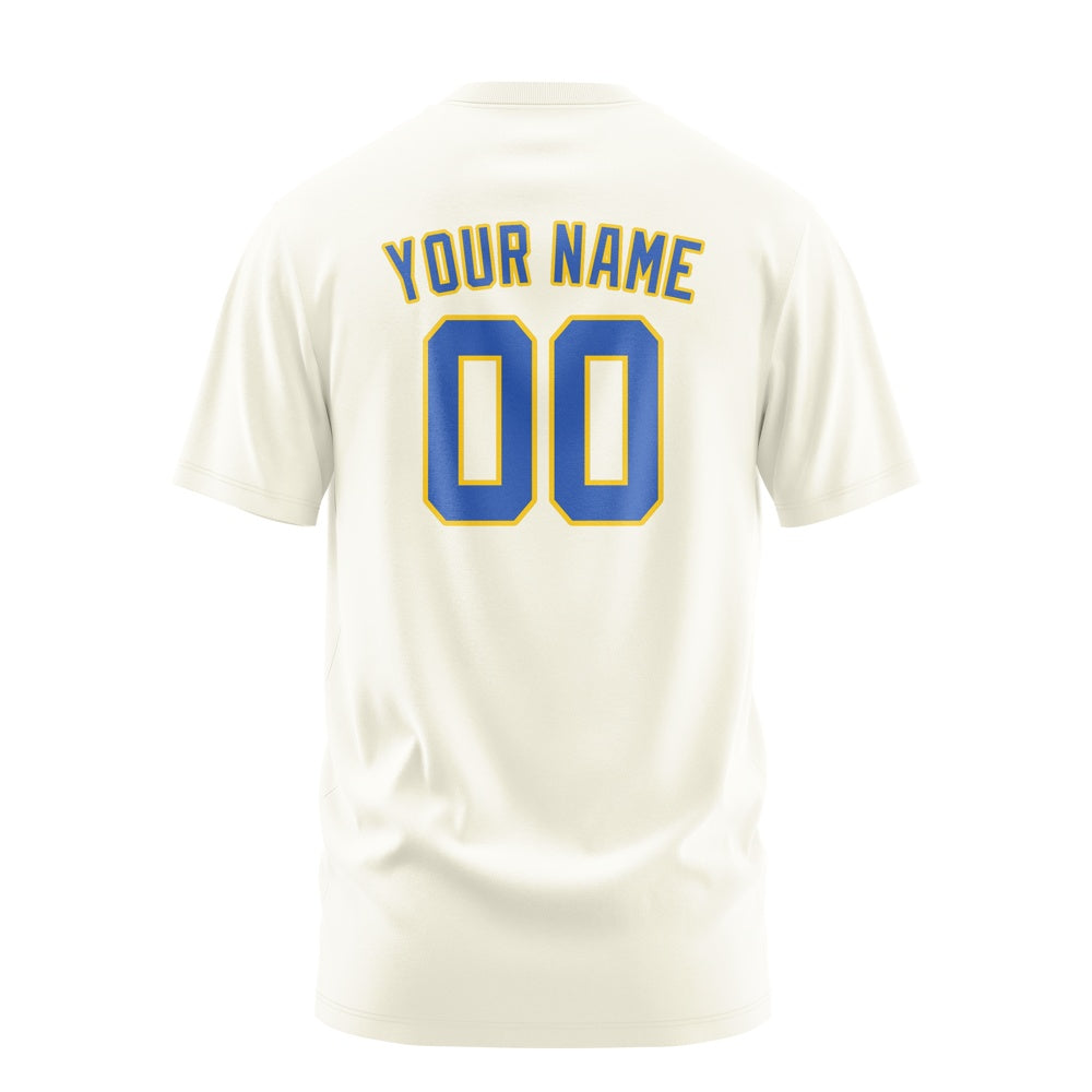 Custom Cream Sky Blue T-Shirt