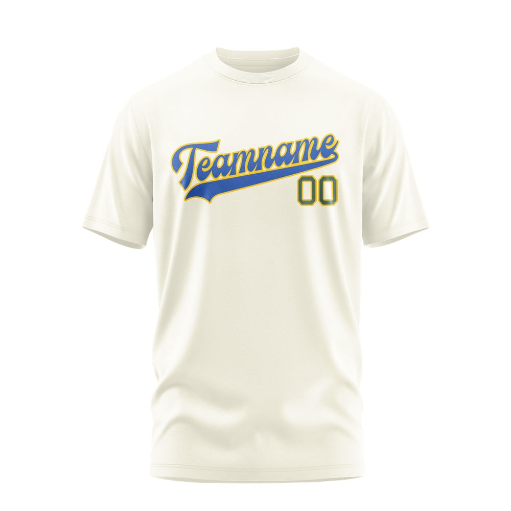 Custom Cream Sky Blue T-Shirt