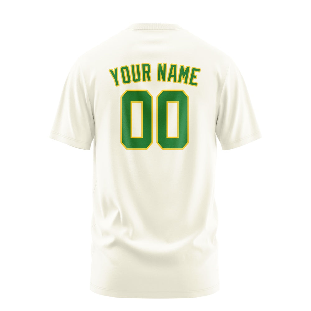 Custom Cream Emerald Green T-Shirt