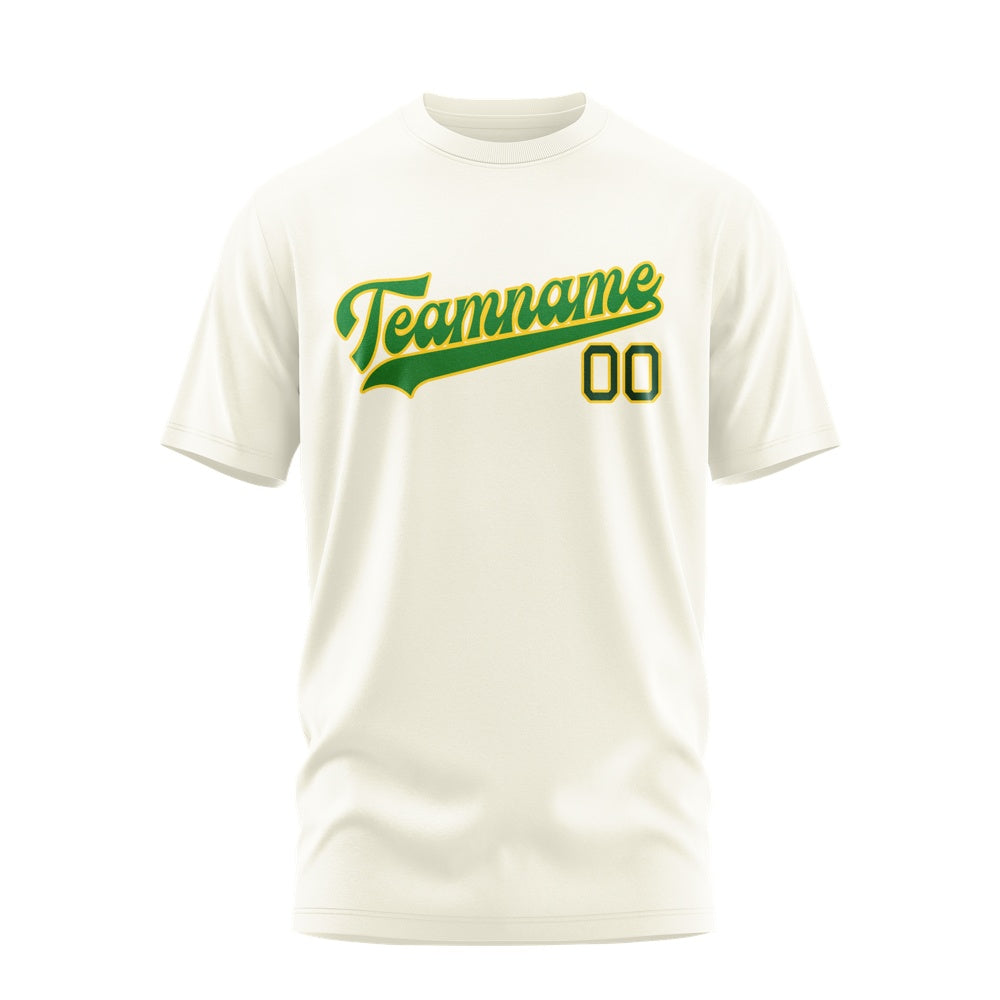 Custom Cream Emerald Green T-Shirt