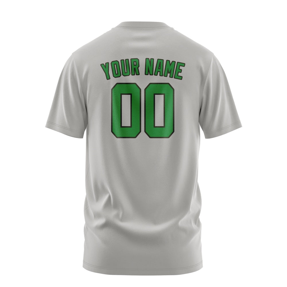 Custom Gray Emerald Green T-Shirt