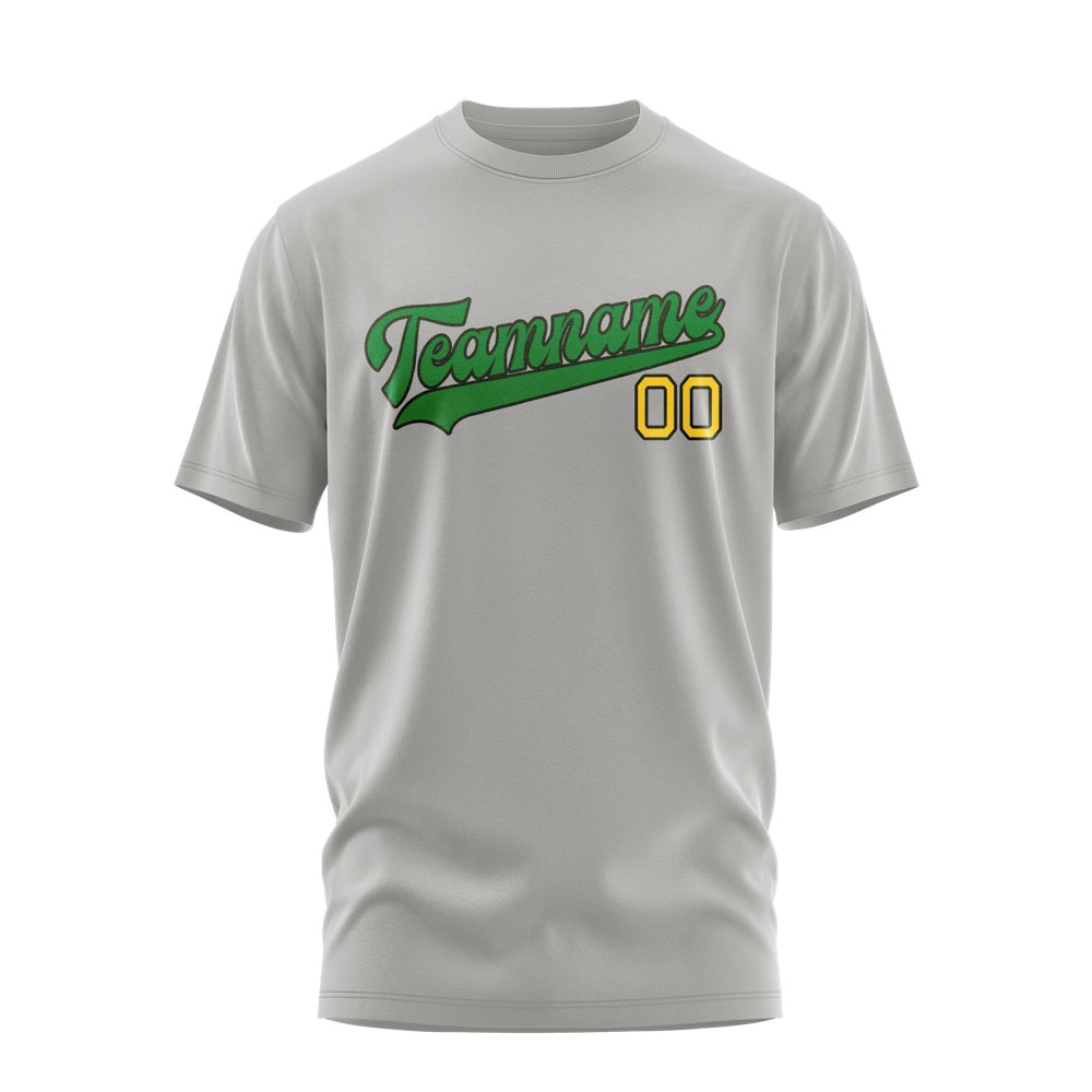 Custom Gray Emerald Green T-Shirt
