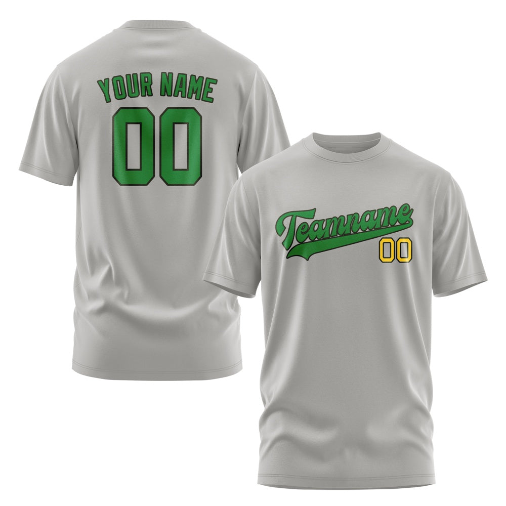 Custom Gray Emerald Green T-Shirt