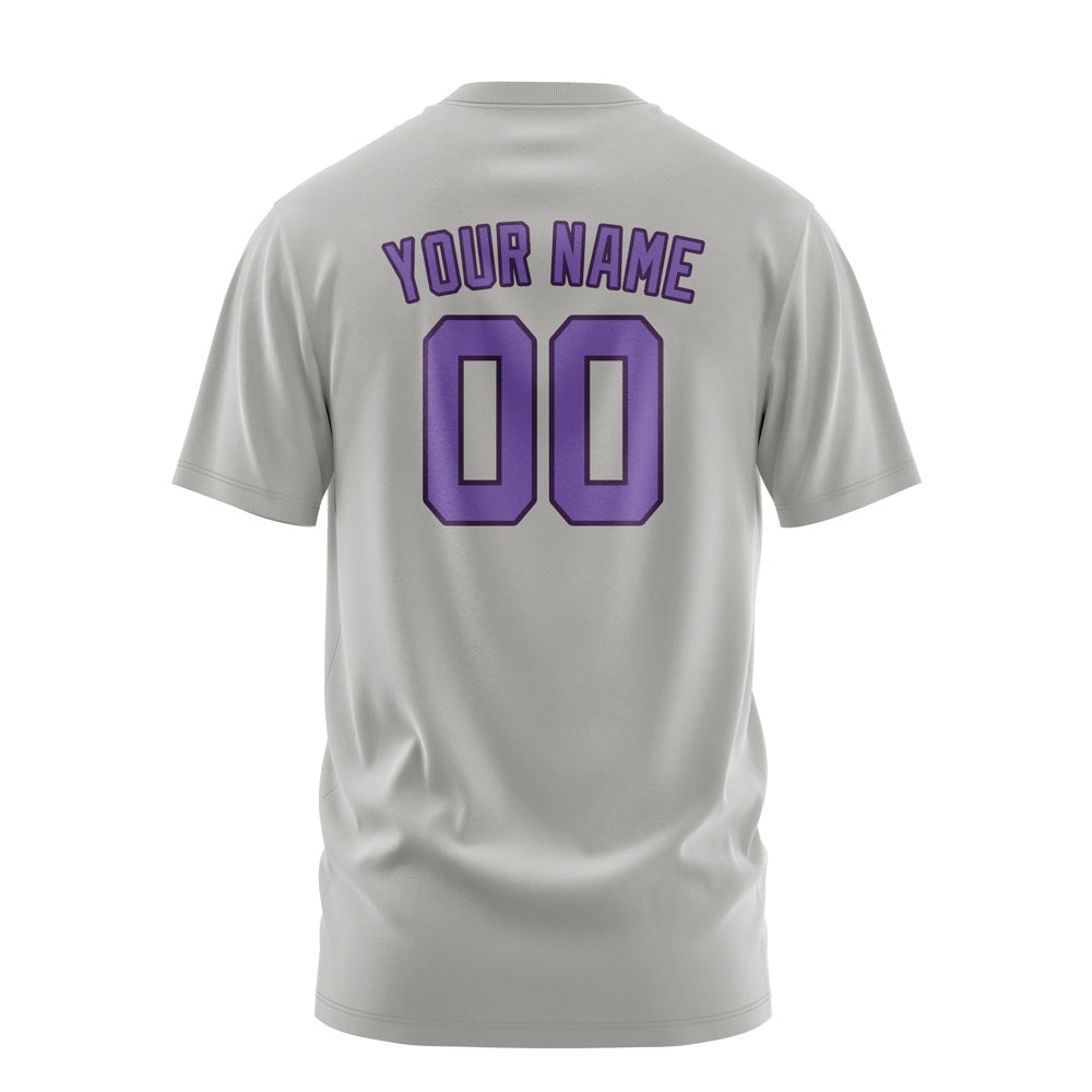 Custom Gray Light Purple T-Shirt