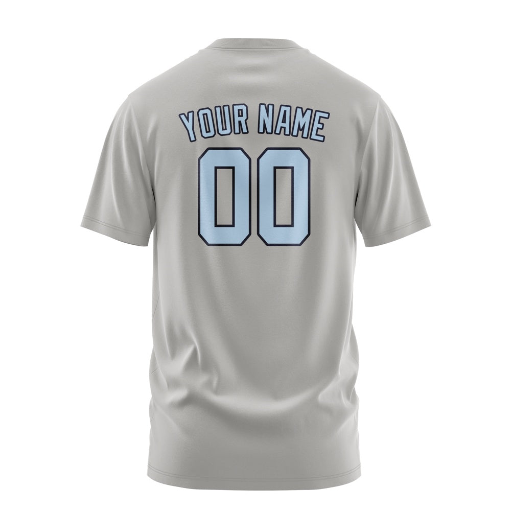 Custom Gray Light Blue T-Shirt